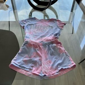 Tie-Dye Pink & Lavender 'Sleepover Squad' Lounge Set